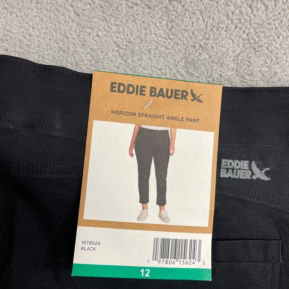 NEW Eddie Bauer Women's 12 Horizon Straight Ankle Pant  Black Side Pocket - Picture 10 of 12